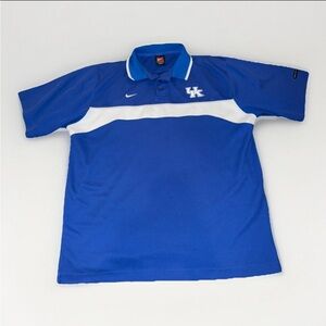 Vintage Nike Mens Large UK Kentucky Wildcats Polo Shirt Dri-Fit Authentic Blue